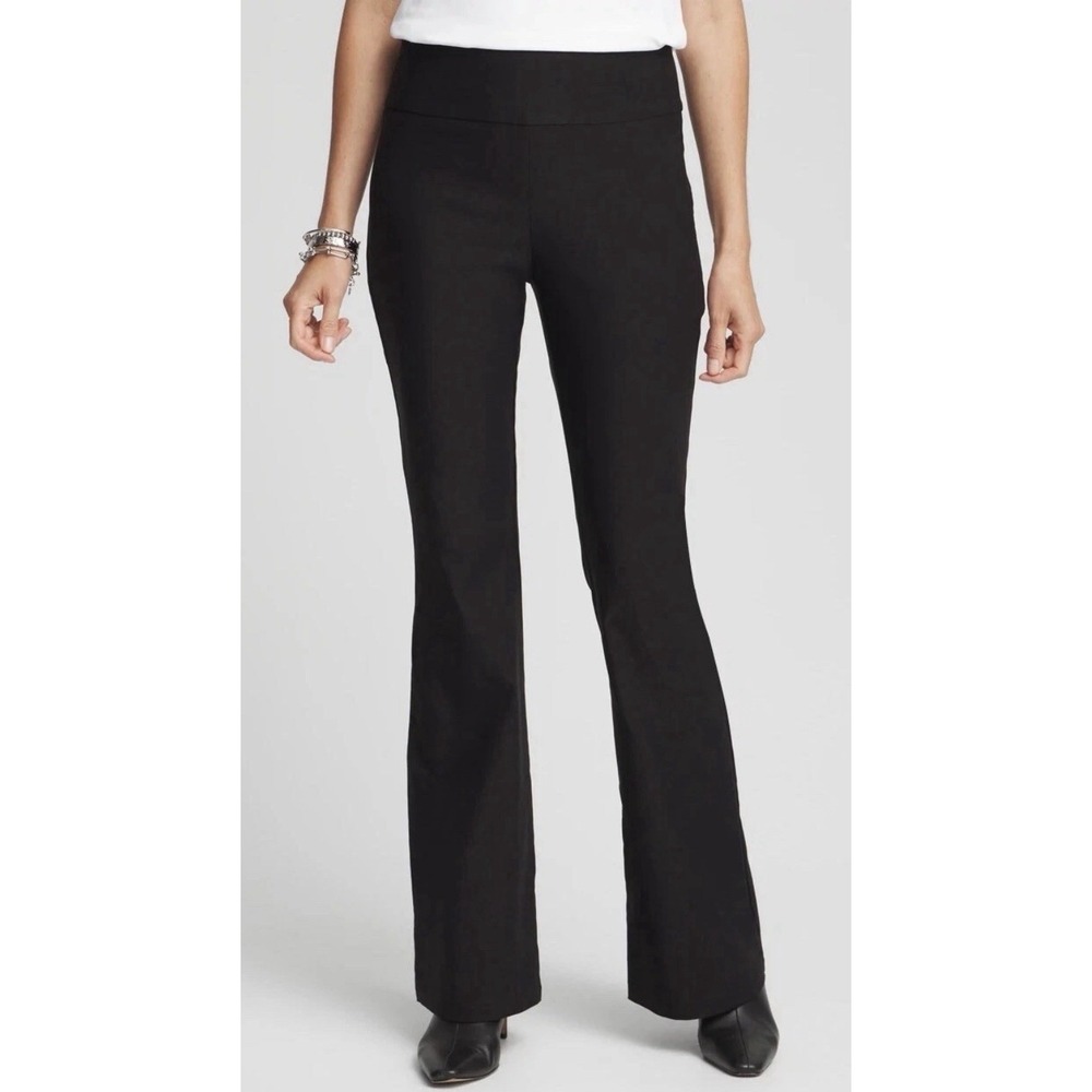 Chico's So Slimming Emme Flare Wide Waistband Pull On Pants Black 3.5P 18P NWT